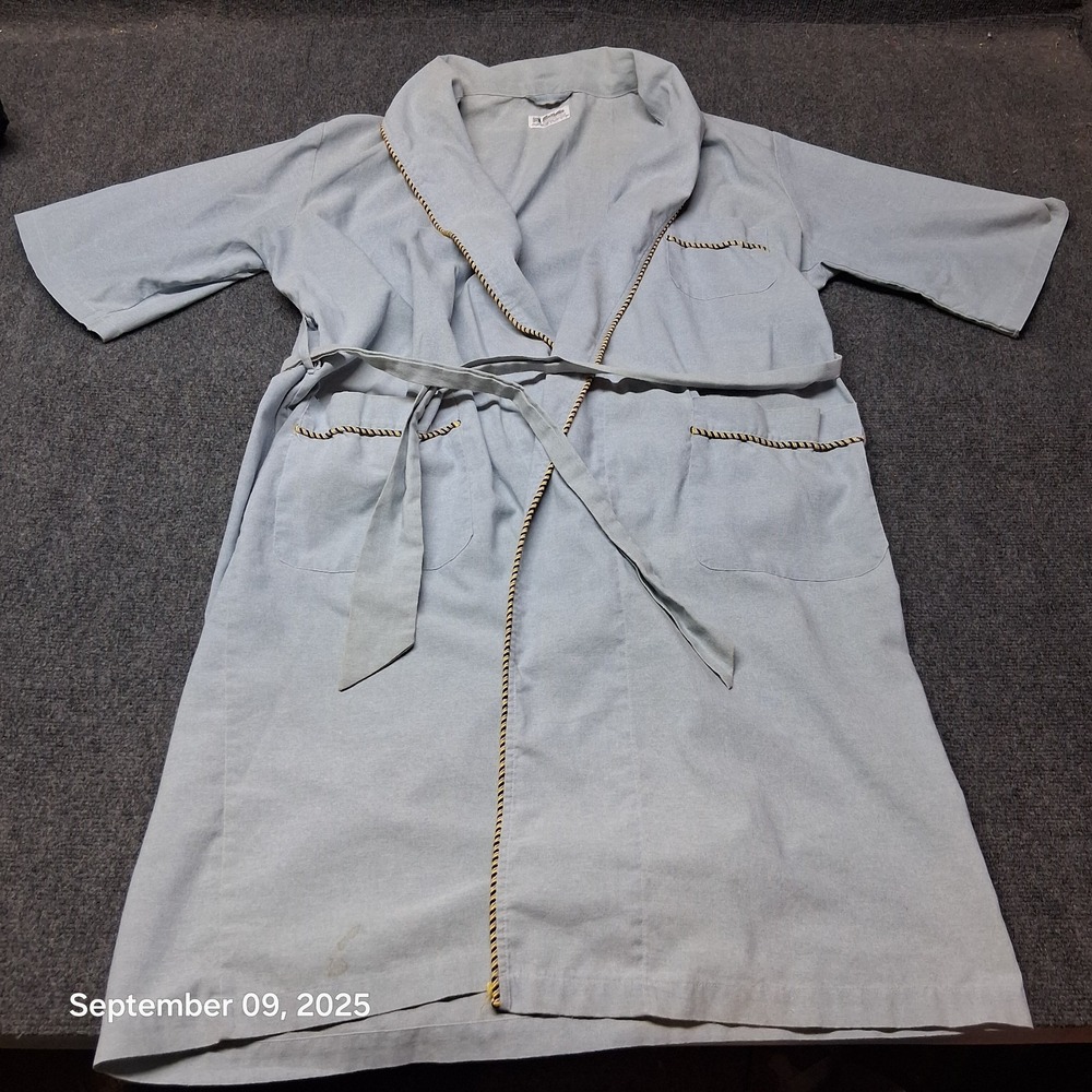Vintage Marlowe Robe Size Large Blue With Belt and Pockets‎ Lightweight